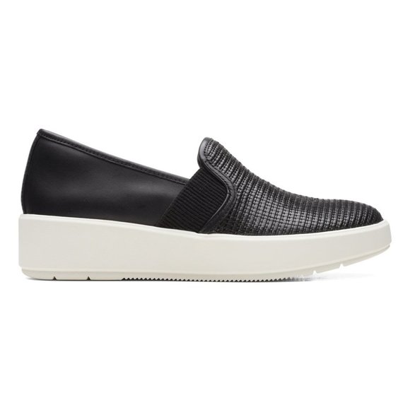 Clarks  Black Combi Layton Petal Leather Sneaker - Women 7 - Picture 1 of 7
